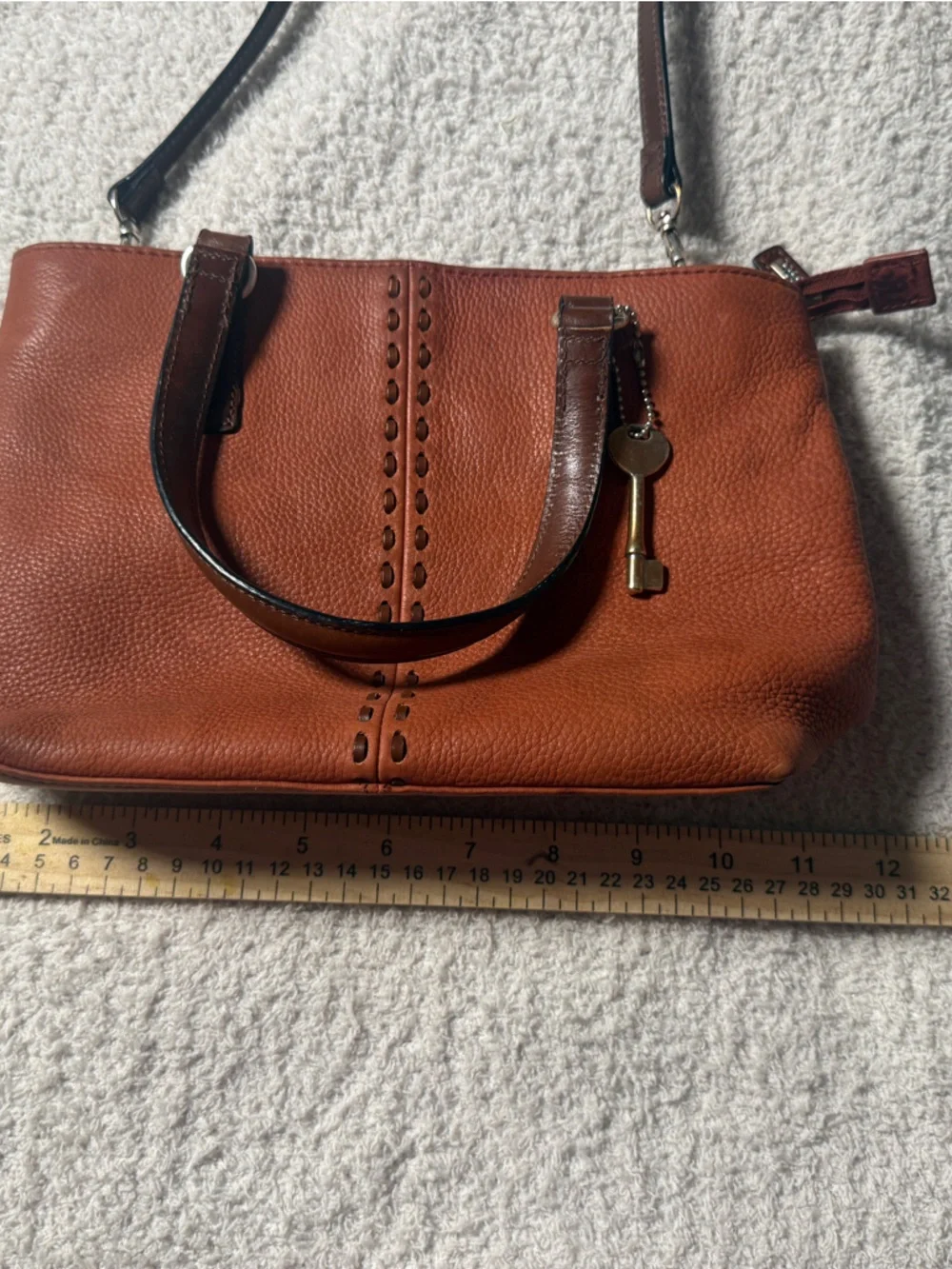 Vintage Fossil Leather Tote Handbag in Chestnut Brown - Classic Women's Bag - Picture 10 of 13